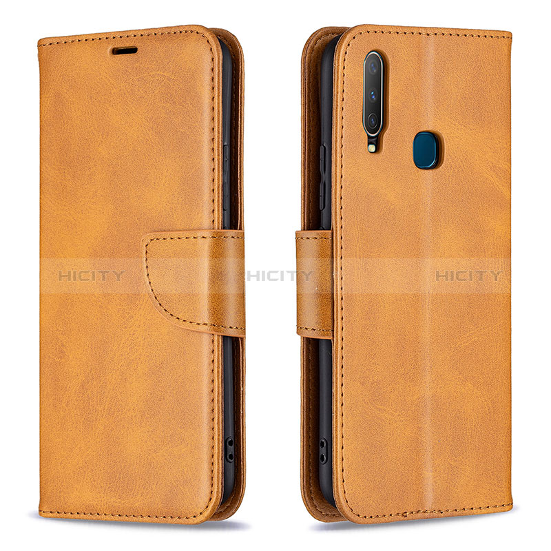 Coque Portefeuille Livre Cuir Etui Clapet B04F pour Vivo Y3s Brun Clair Plus