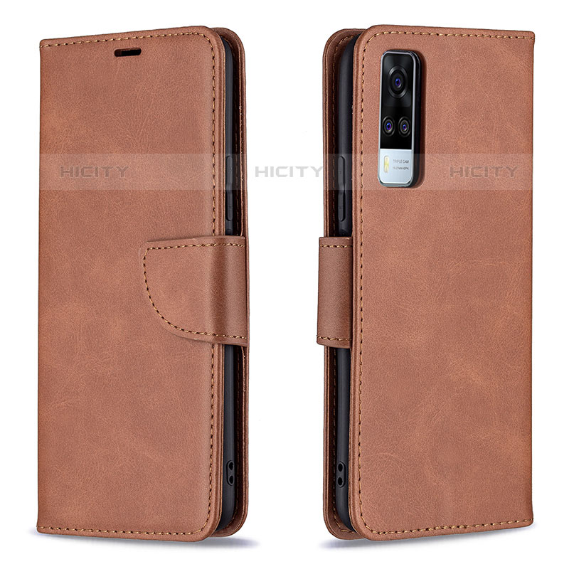 Coque Portefeuille Livre Cuir Etui Clapet B04F pour Vivo Y51A Marron Plus