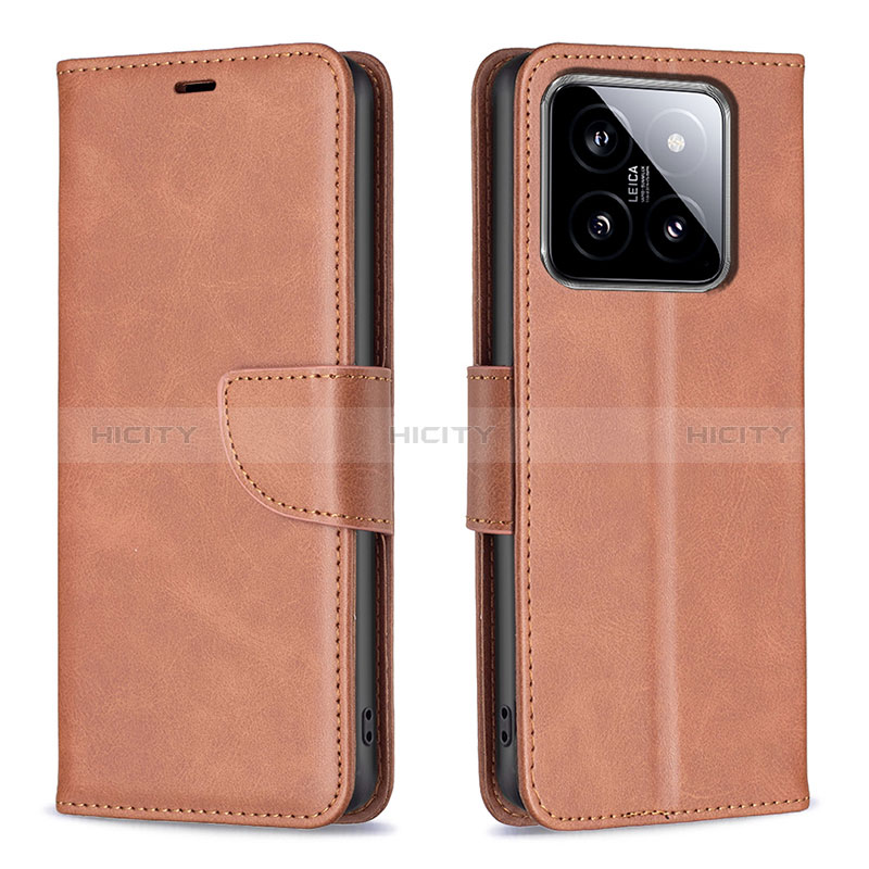 Coque Portefeuille Livre Cuir Etui Clapet B04F pour Xiaomi Mi 14 5G Marron Plus