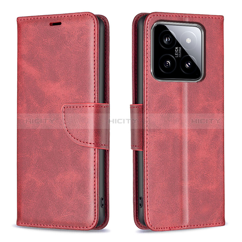 Coque Portefeuille Livre Cuir Etui Clapet B04F pour Xiaomi Mi 14 5G Rouge Plus