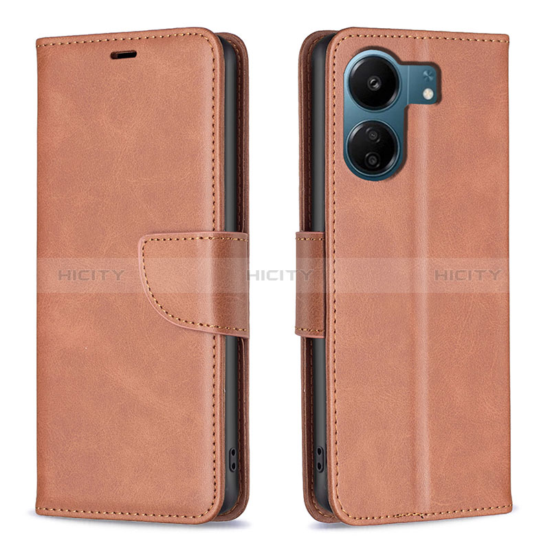 Coque Portefeuille Livre Cuir Etui Clapet B04F pour Xiaomi Poco C65 Marron Plus