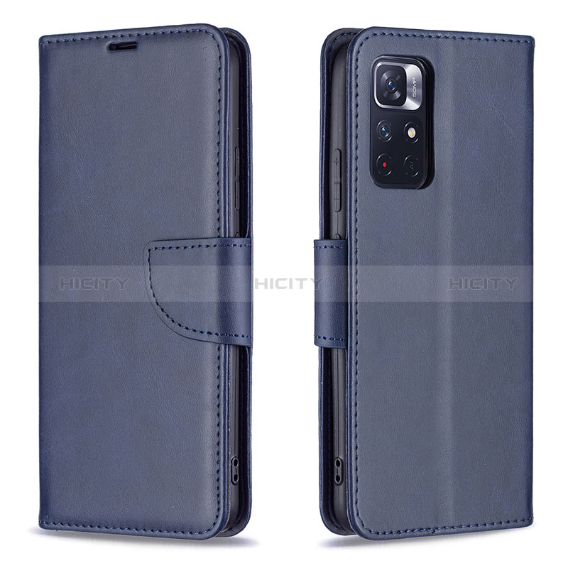 Coque Portefeuille Livre Cuir Etui Clapet B04F pour Xiaomi Poco M4 Pro 5G Bleu Plus