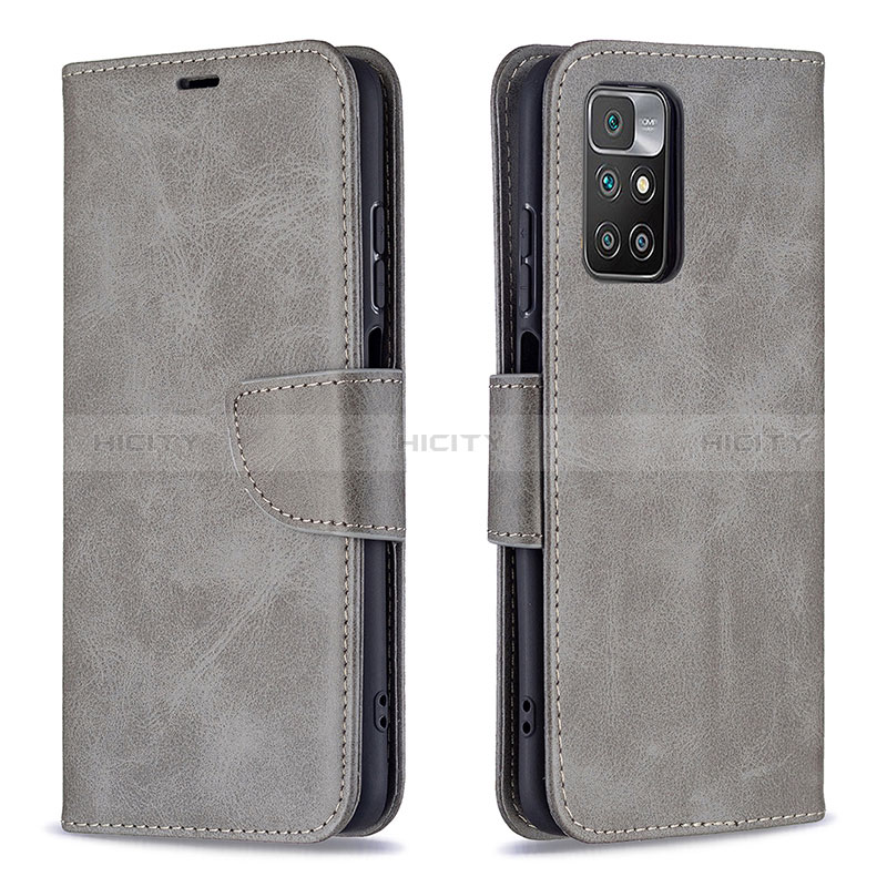 Coque Portefeuille Livre Cuir Etui Clapet B04F pour Xiaomi Redmi 10 (2022) Gris Plus