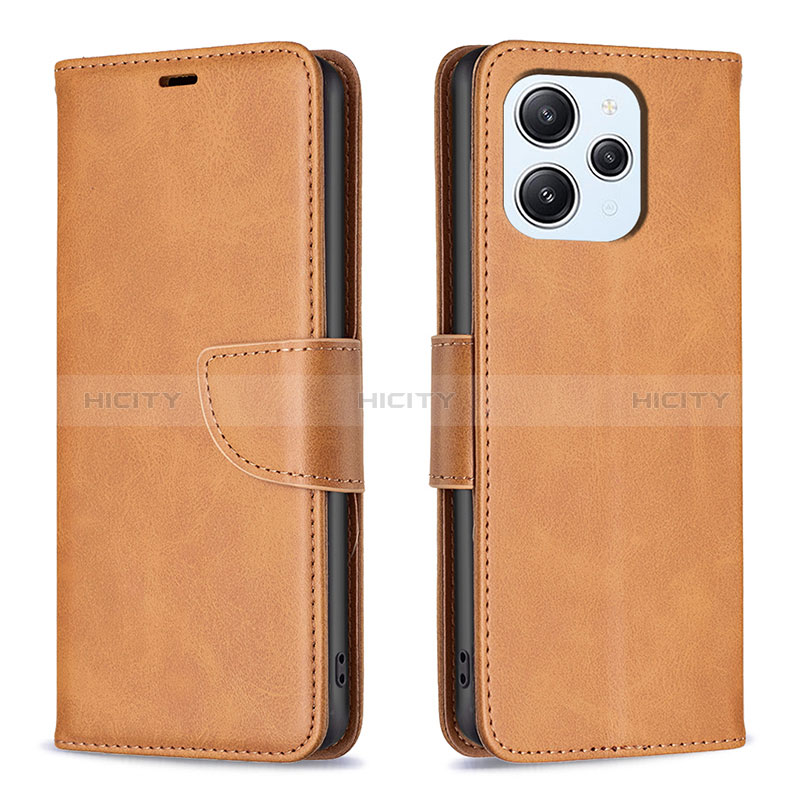 Coque Portefeuille Livre Cuir Etui Clapet B04F pour Xiaomi Redmi 12 4G Brun Clair Plus