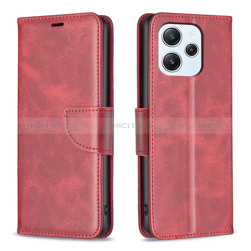 Coque Portefeuille Livre Cuir Etui Clapet B04F pour Xiaomi Redmi 12 4G Rouge Plus