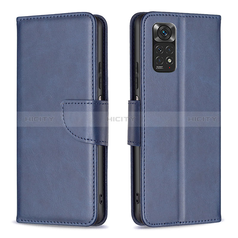 Coque Portefeuille Livre Cuir Etui Clapet B04F pour Xiaomi Redmi Note 11 4G (2022) Bleu Plus