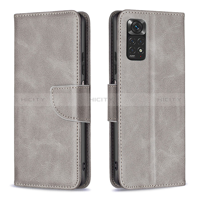 Coque Portefeuille Livre Cuir Etui Clapet B04F pour Xiaomi Redmi Note 11 4G (2022) Gris Plus