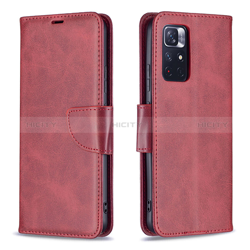 Coque Portefeuille Livre Cuir Etui Clapet B04F pour Xiaomi Redmi Note 11 5G Rouge Plus