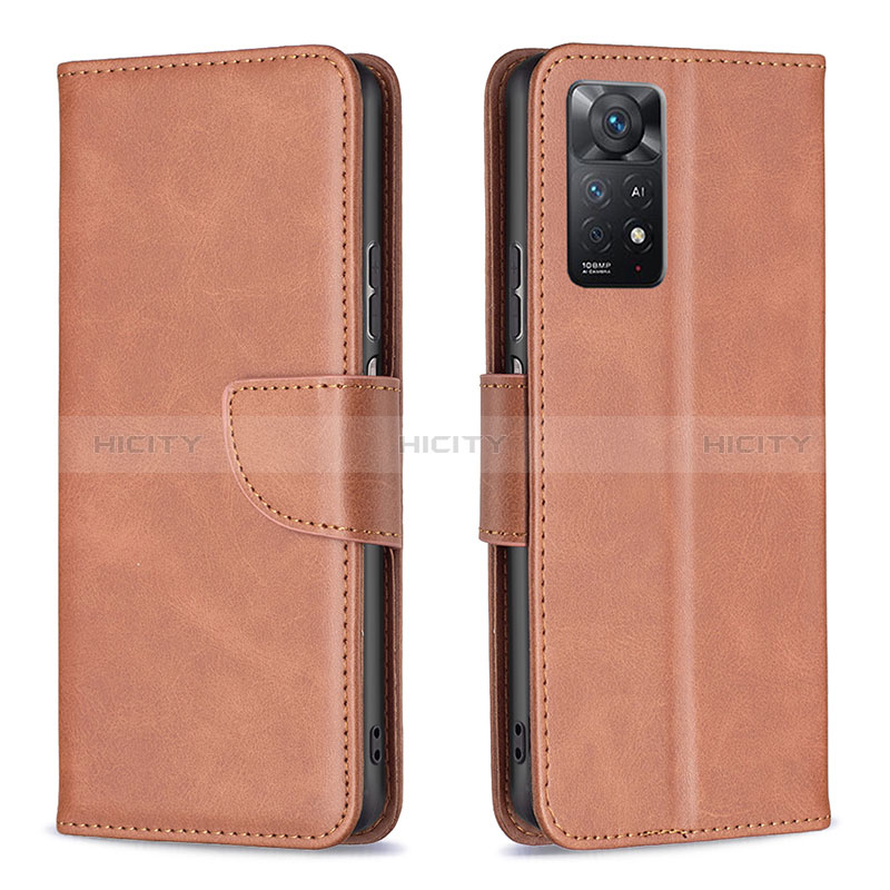 Coque Portefeuille Livre Cuir Etui Clapet B04F pour Xiaomi Redmi Note 11 Pro 4G Marron Plus