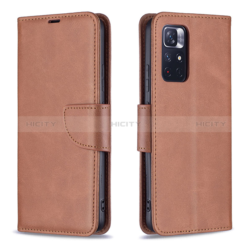 Coque Portefeuille Livre Cuir Etui Clapet B04F pour Xiaomi Redmi Note 11S 5G Marron Plus