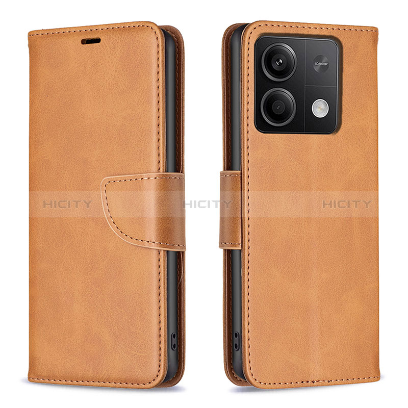 Coque Portefeuille Livre Cuir Etui Clapet B04F pour Xiaomi Redmi Note 13 5G Brun Clair Plus