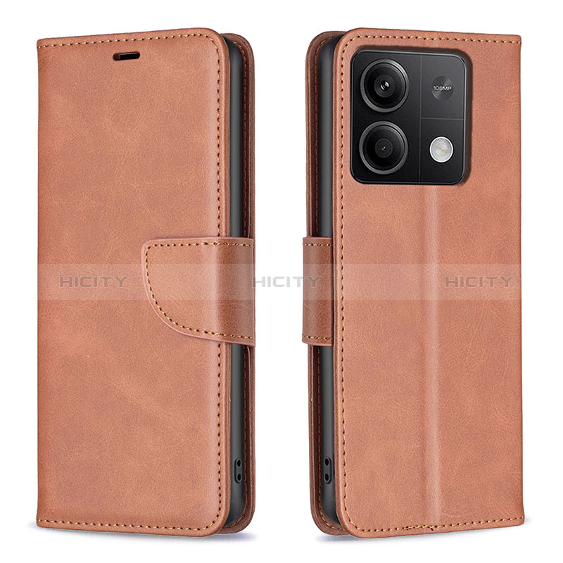 Coque Portefeuille Livre Cuir Etui Clapet B04F pour Xiaomi Redmi Note 13 5G Marron Plus