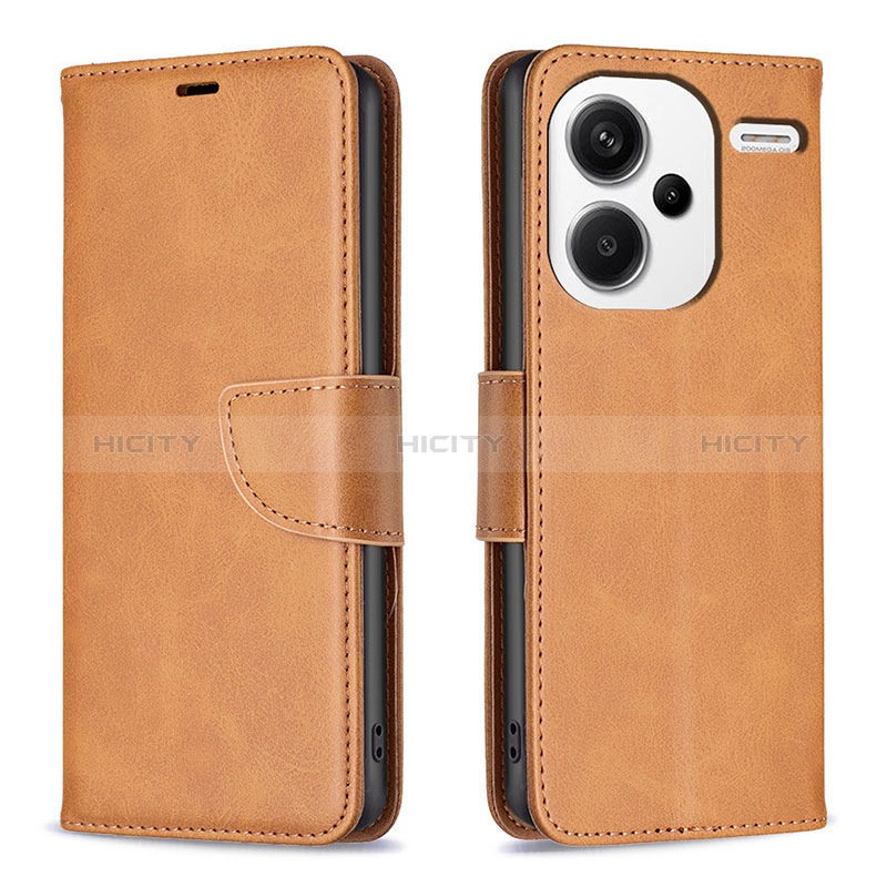 Coque Portefeuille Livre Cuir Etui Clapet B04F pour Xiaomi Redmi Note 13 Pro+ Plus 5G Brun Clair Plus