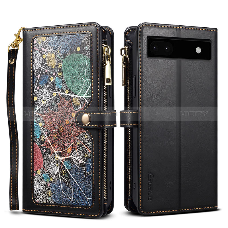 Coque Portefeuille Livre Cuir Etui Clapet B04S pour Google Pixel 6a 5G Noir Plus