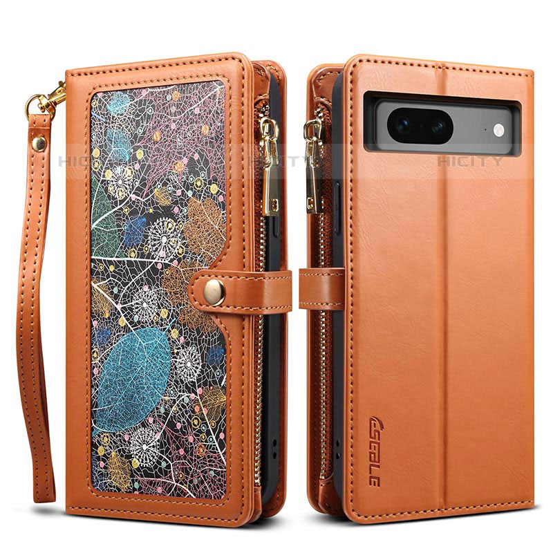 Coque Portefeuille Livre Cuir Etui Clapet B04S pour Google Pixel 7 5G Marron Plus