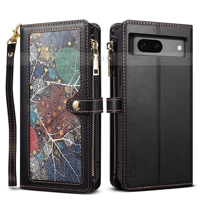 Coque Portefeuille Livre Cuir Etui Clapet B04S pour Google Pixel 7 5G Noir Plus