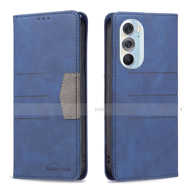 Coque Portefeuille Livre Cuir Etui Clapet B05F pour Motorola Moto Edge 30 Pro 5G Bleu Plus