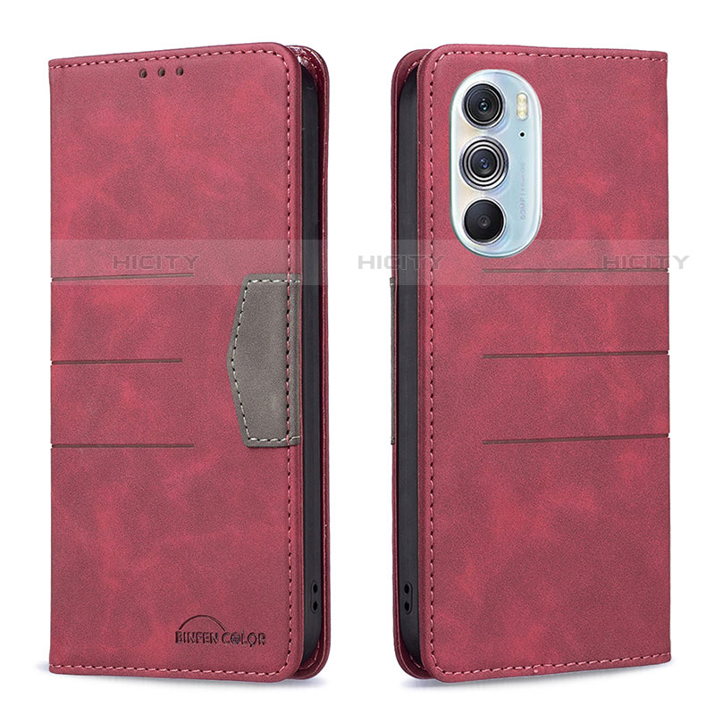 Coque Portefeuille Livre Cuir Etui Clapet B05F pour Motorola Moto Edge Plus (2022) 5G Rouge Plus