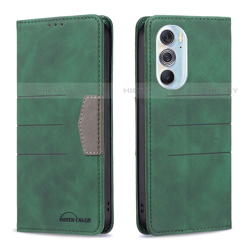 Coque Portefeuille Livre Cuir Etui Clapet B05F pour Motorola Moto Edge Plus (2022) 5G Vert Plus