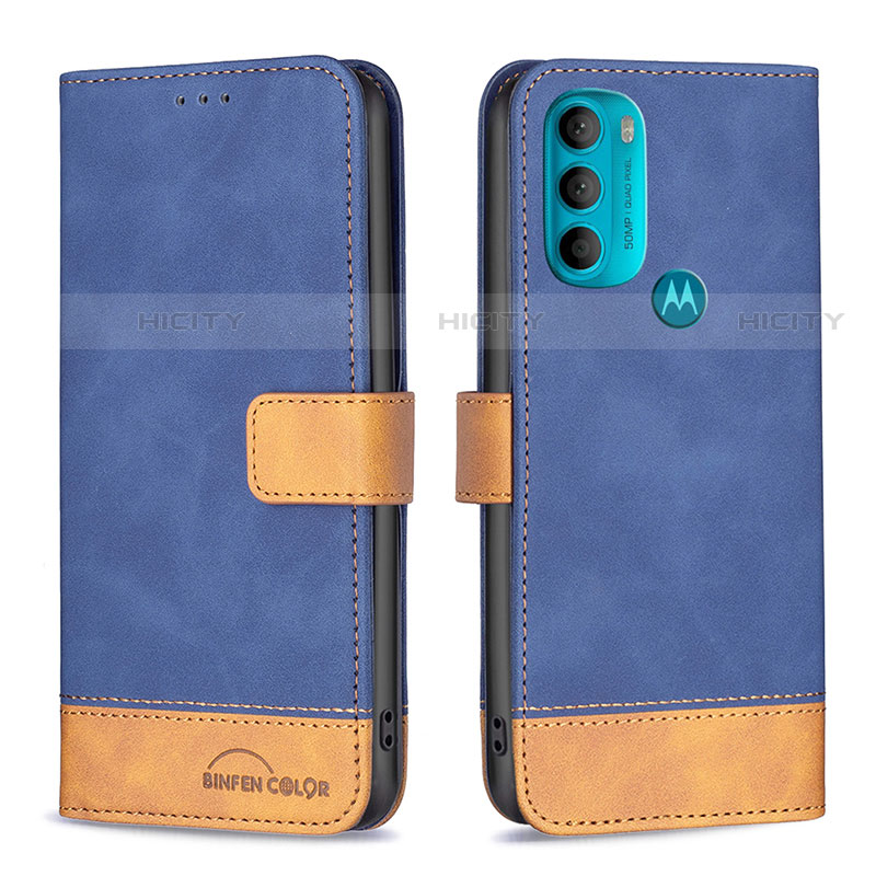 Coque Portefeuille Livre Cuir Etui Clapet B05F pour Motorola Moto G71 5G Bleu Plus