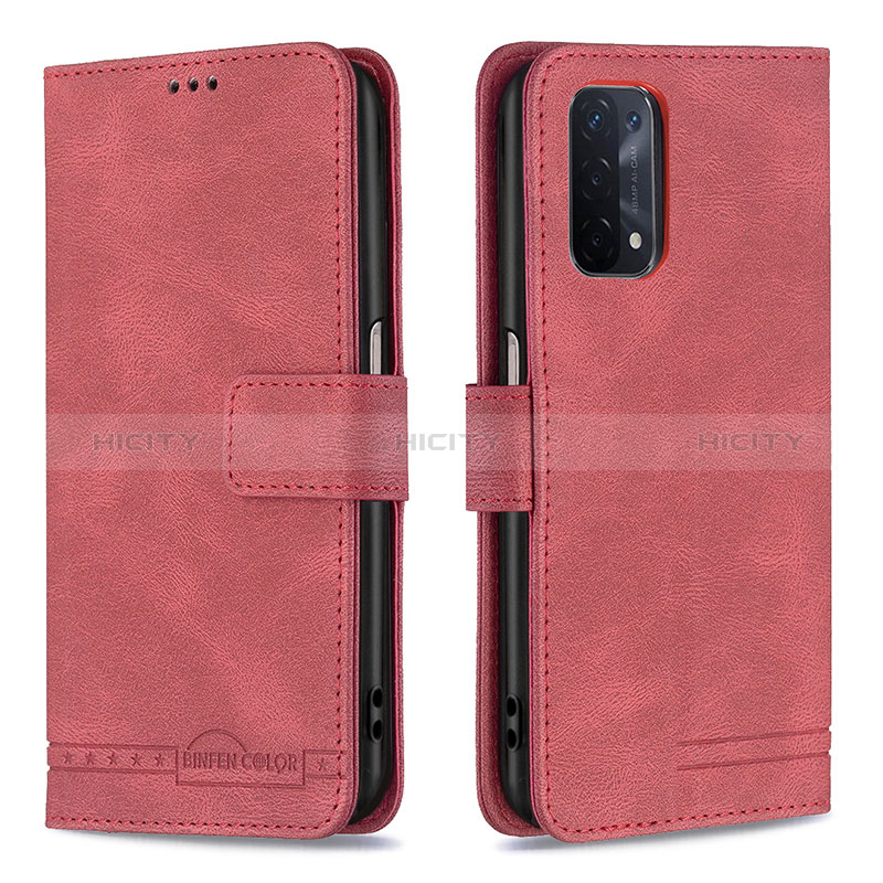 Coque Portefeuille Livre Cuir Etui Clapet B05F pour Oppo A74 5G Rouge Plus