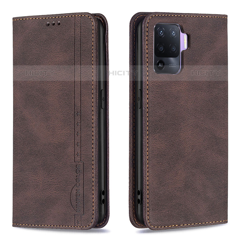 Coque Portefeuille Livre Cuir Etui Clapet B05F pour Oppo F19 Pro Marron Plus