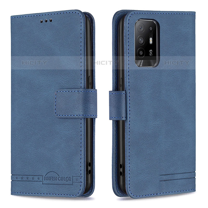 Coque Portefeuille Livre Cuir Etui Clapet B05F pour Oppo F19 Pro+ Plus 5G Bleu Plus