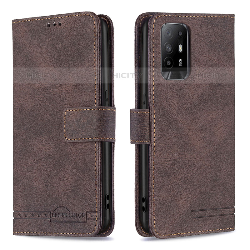 Coque Portefeuille Livre Cuir Etui Clapet B05F pour Oppo F19 Pro+ Plus 5G Marron Plus