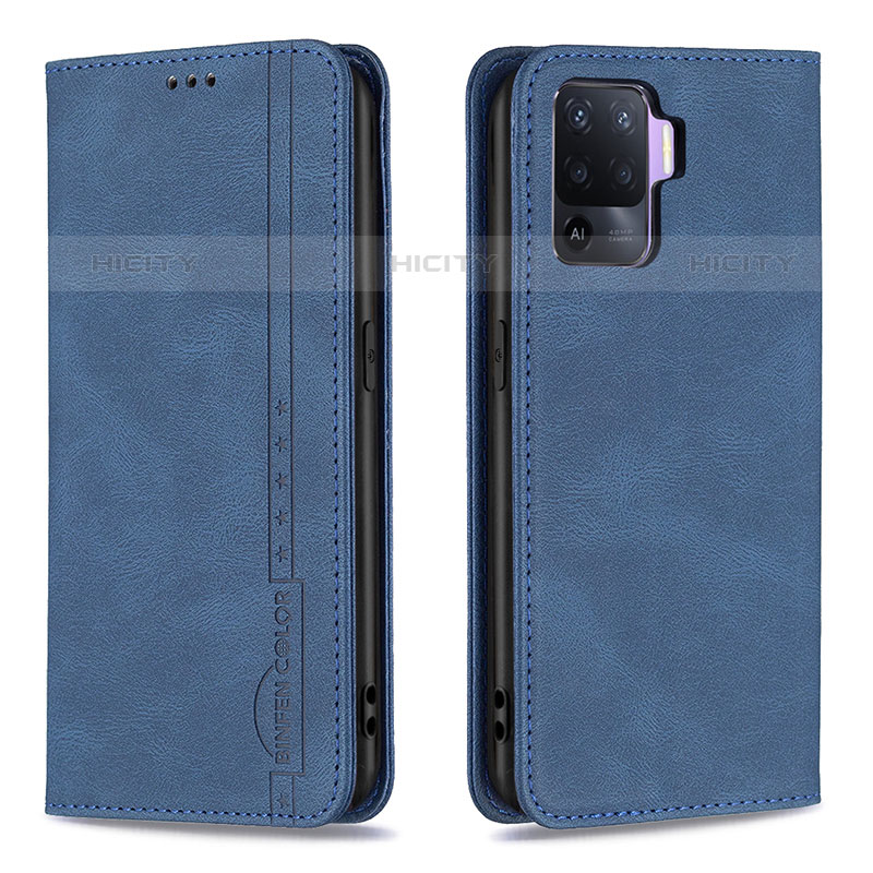 Coque Portefeuille Livre Cuir Etui Clapet B05F pour Oppo Reno5 F Bleu Plus