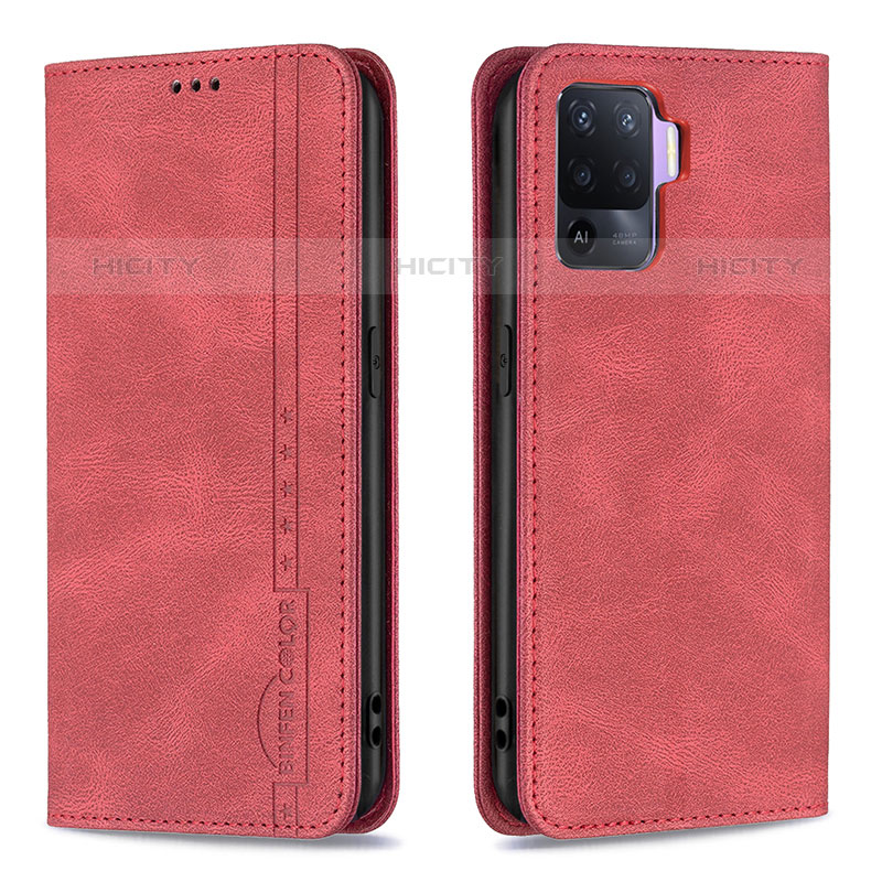 Coque Portefeuille Livre Cuir Etui Clapet B05F pour Oppo Reno5 Lite Rouge Plus