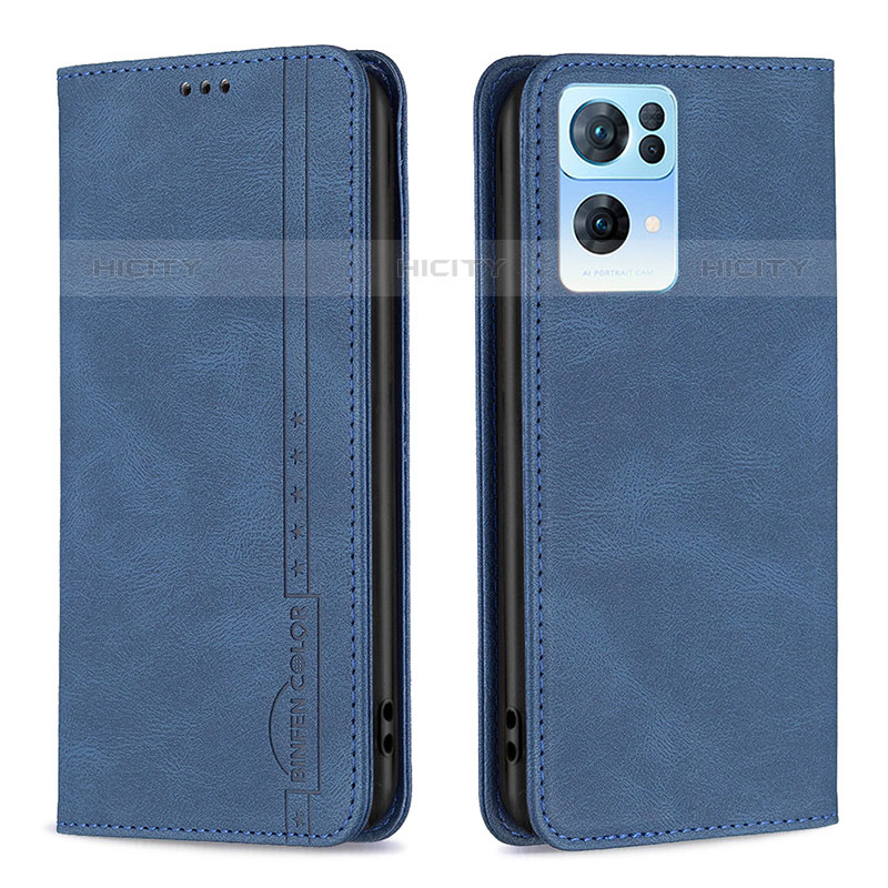 Coque Portefeuille Livre Cuir Etui Clapet B05F pour Oppo Reno7 Pro 5G Bleu Plus