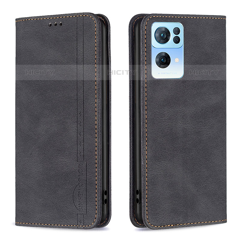 Coque Portefeuille Livre Cuir Etui Clapet B05F pour Oppo Reno7 Pro 5G Noir Plus