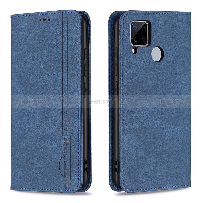 Coque Portefeuille Livre Cuir Etui Clapet B05F pour Realme 7i RMX2193 Bleu Plus