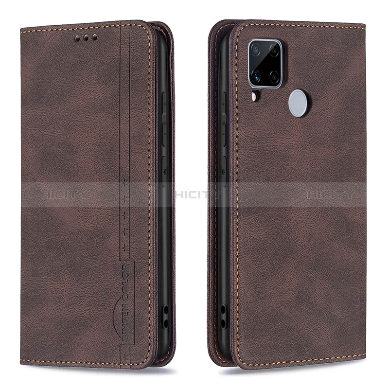 Coque Portefeuille Livre Cuir Etui Clapet B05F pour Realme 7i RMX2193 Marron Plus