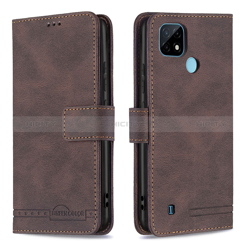 Coque Portefeuille Livre Cuir Etui Clapet B05F pour Realme C21 Marron Plus