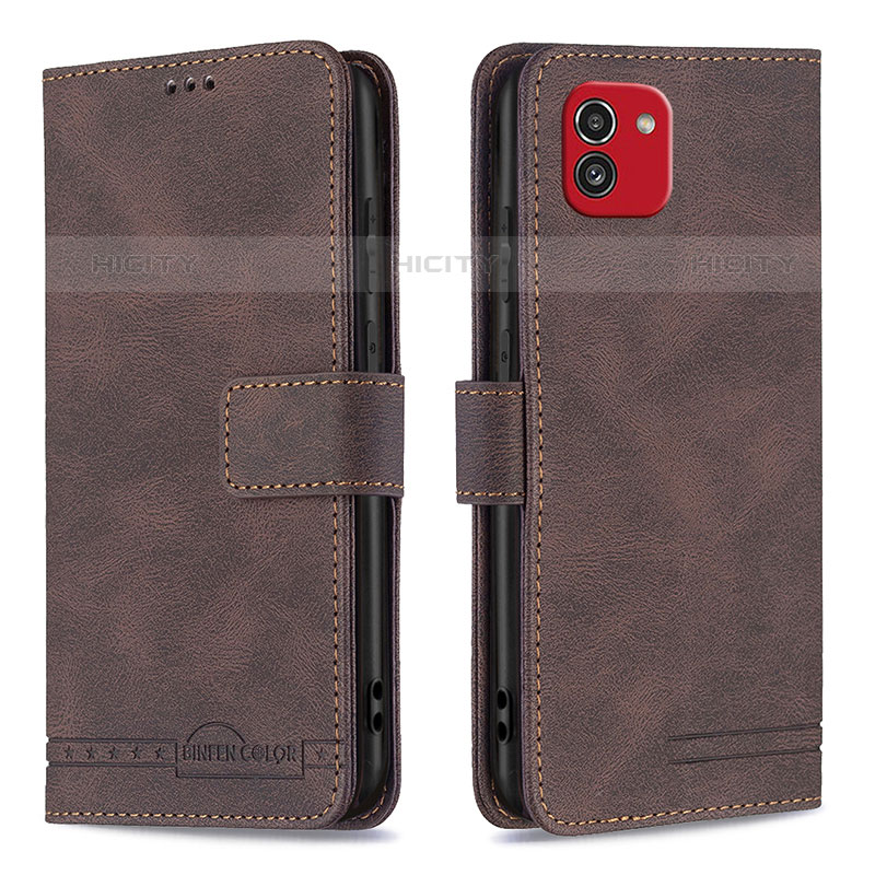 Coque Portefeuille Livre Cuir Etui Clapet B05F pour Samsung Galaxy A03 Marron Plus