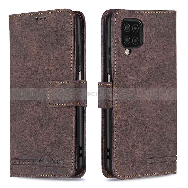 Coque Portefeuille Livre Cuir Etui Clapet B05F pour Samsung Galaxy A12 Marron Plus