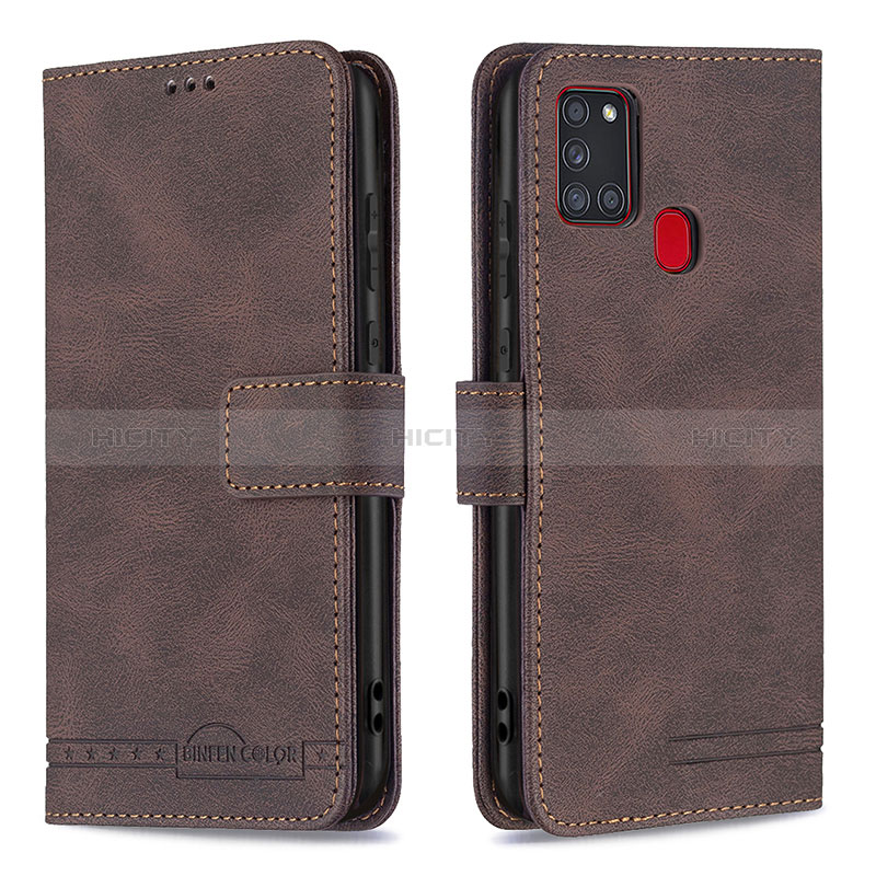 Coque Portefeuille Livre Cuir Etui Clapet B05F pour Samsung Galaxy A21s Marron Plus