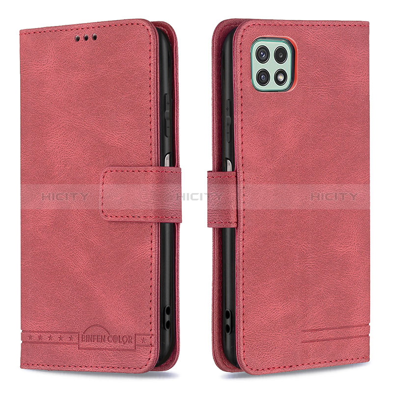 Coque Portefeuille Livre Cuir Etui Clapet B05F pour Samsung Galaxy A22s 5G Rouge Plus