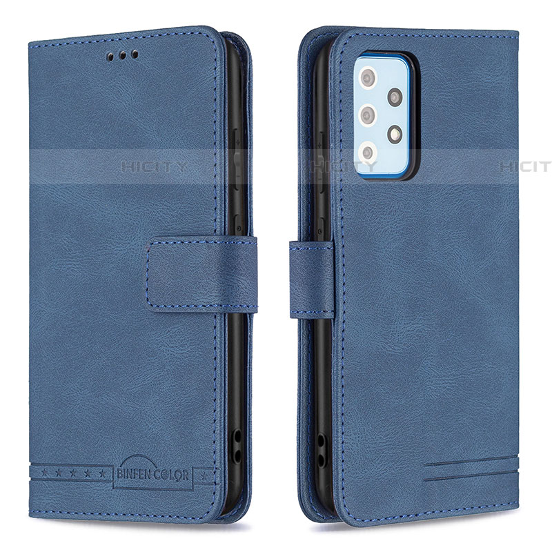 Coque Portefeuille Livre Cuir Etui Clapet B05F pour Samsung Galaxy A52 5G Bleu Plus