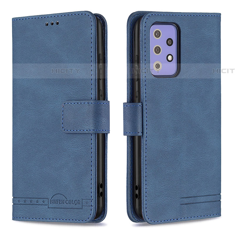 Coque Portefeuille Livre Cuir Etui Clapet B05F pour Samsung Galaxy A72 5G Bleu Plus