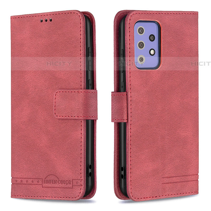 Coque Portefeuille Livre Cuir Etui Clapet B05F pour Samsung Galaxy A72 5G Rouge Plus