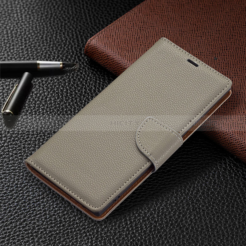 Coque Portefeuille Livre Cuir Etui Clapet B05F pour Samsung Galaxy S25 Ultra 5G Gris Plus