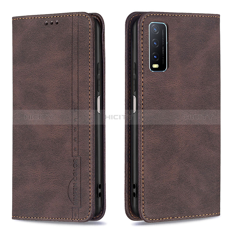 Coque Portefeuille Livre Cuir Etui Clapet B05F pour Vivo Y12G Marron Plus