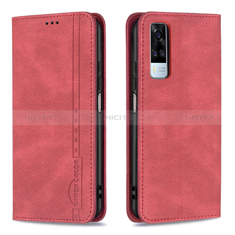 Coque Portefeuille Livre Cuir Etui Clapet B05F pour Vivo Y31 (2021) Rouge Plus