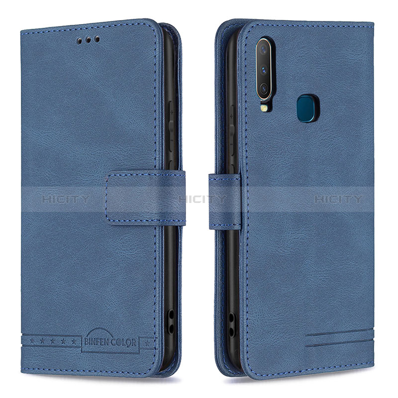 Coque Portefeuille Livre Cuir Etui Clapet B05F pour Vivo Y3s Bleu Plus