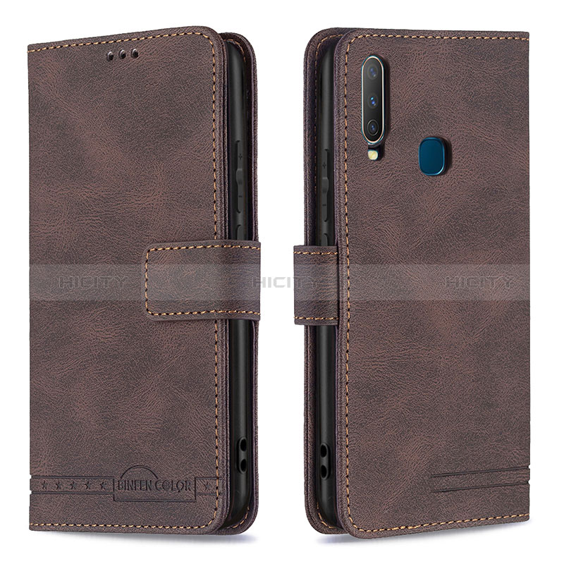 Coque Portefeuille Livre Cuir Etui Clapet B05F pour Vivo Y3s Marron Plus