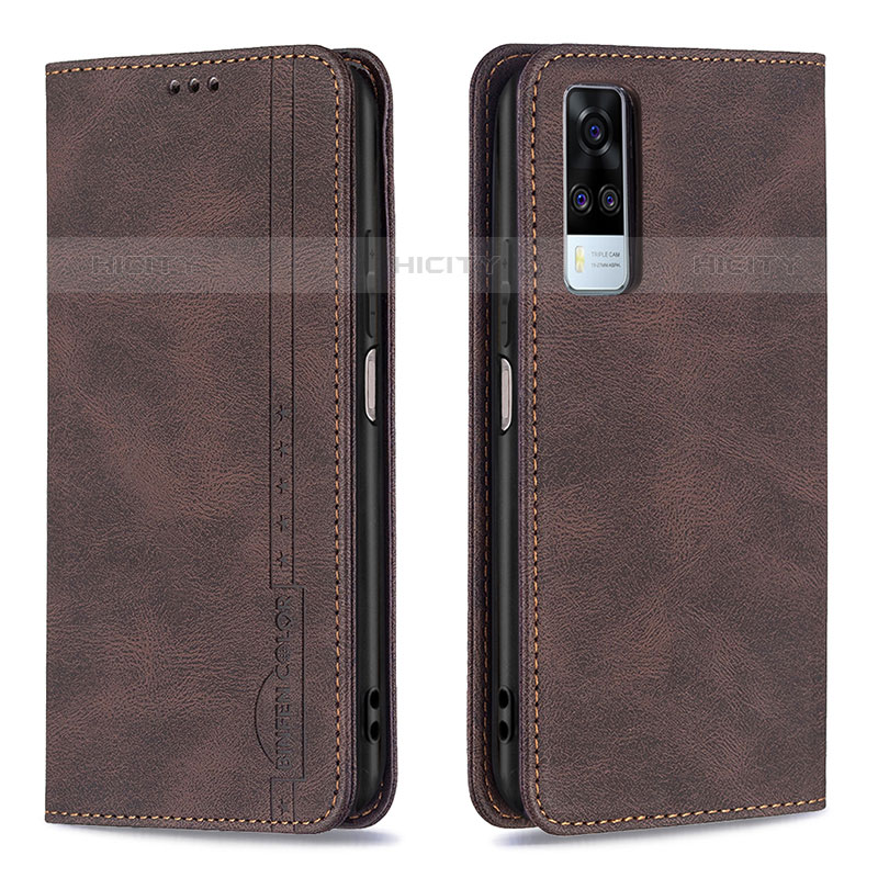 Coque Portefeuille Livre Cuir Etui Clapet B05F pour Vivo Y51A Marron Plus