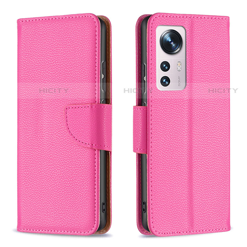 Coque Portefeuille Livre Cuir Etui Clapet B05F pour Xiaomi Mi 12 Pro 5G Rose Rouge Plus