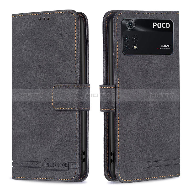 Coque Portefeuille Livre Cuir Etui Clapet B05F pour Xiaomi Poco M4 Pro 4G Noir Plus